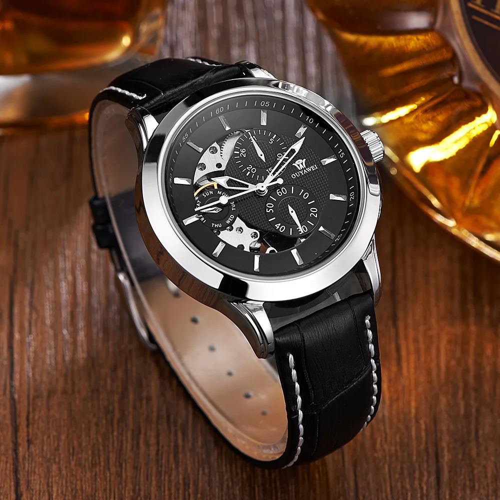 Original OUYAWEI NEW Watch Men Mechanical Self Wind Watch Leather Band Fashion Dress Business Watch Wristwatch Relogio Masculino
Original OUYAWEI NEW Watch Men Mechanical Self Wind Watch Leather Band Fashion Dress Business Watch Wristwatch Relogio Masculino