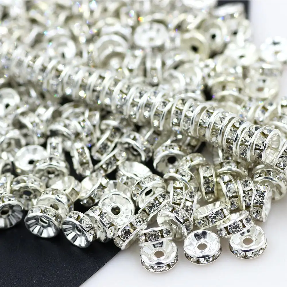 ZHUBI Rhinestone Beads 6/8mm 100pcs/lot Handmade European Crystal Silver Plated Rondelle Spacer Beads Accessories Craft In Bulk
ZHUBI Rhinestone Beads 6/8mm 100pcs/lot Handmade European Crystal Silver Plated Rondelle Spacer Beads Accessories Craft In Bulk