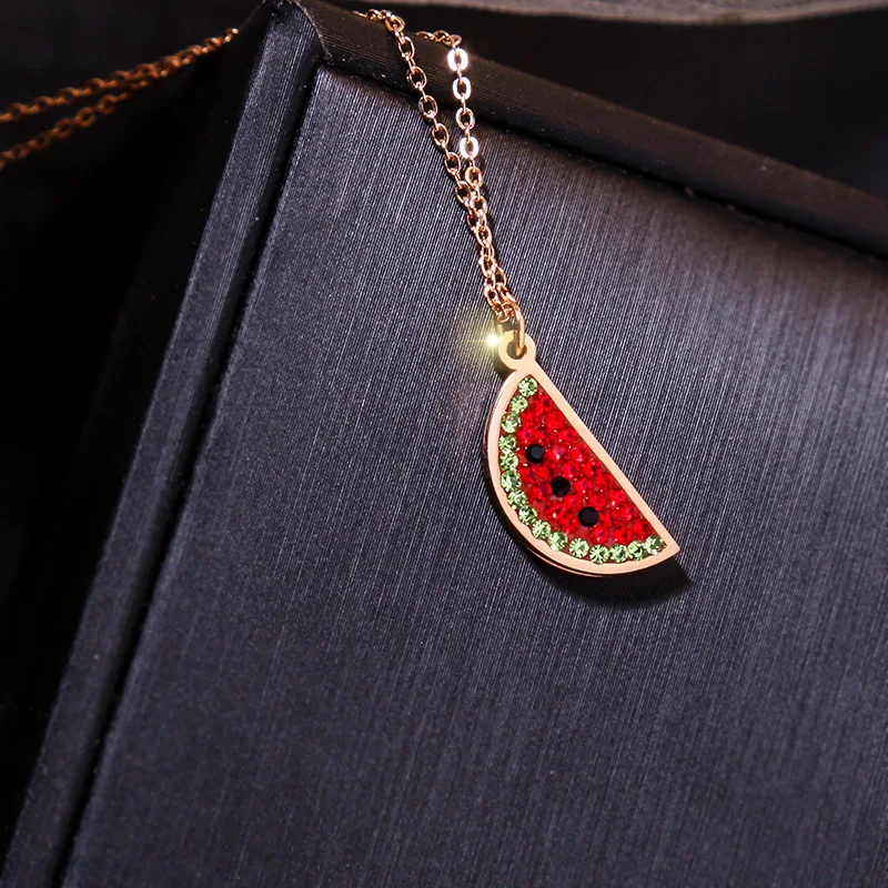 Fashion Watermelon Pendant Necklace For Women 2019 New Rose Gold Color Fruit Design Necklaces
Fashion Watermelon Pendant Necklace For Women 2019 New Rose Gold Color Fruit Design Necklaces