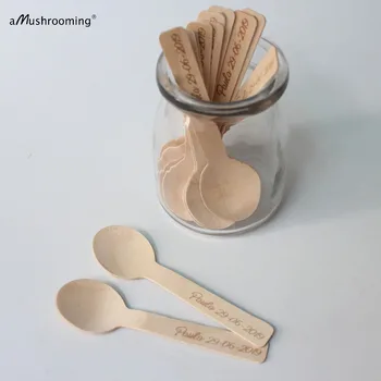 

100ct Personalized Wooden Utensils laser engraved name wood spoons - Custom Text or Graphic - Font Choice wedding cutlery spoons