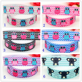 

DHK 7/8'' Free shipping owl koala bear chevron printed grosgrain ribbon headwear hair bow diy party decoration OEM 22mm B1464