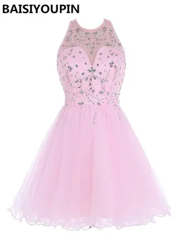 Pink Short Homecoming Dresses 2020 Vestido 15 Anos Curto Cheap Beaded Crystals Backless Prom Dress
Pink Short Homecoming Dresses 2020 Vestido 15 Anos Curto Cheap Beaded Crystals Backless Prom Dress