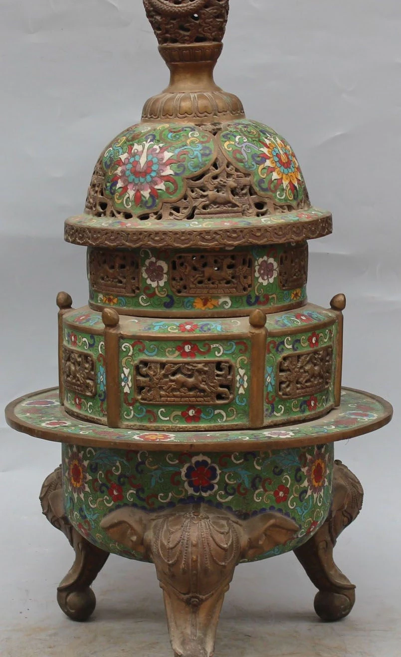 22" Marked Chinese Cloisonne Enamel Gilt Dragon Elephant Incense Burner Censer
22" Marked Chinese Cloisonne Enamel Gilt Dragon Elephant Incense Burner Censer