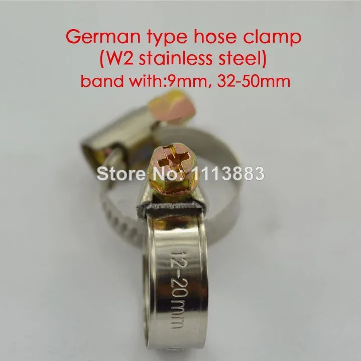 

Band width 9mm German type W2 stainless steel hose tube pipe clamps clips(32-50mm)