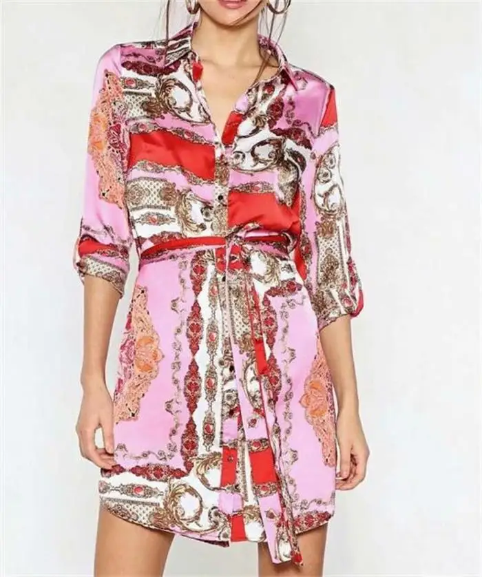 Women Vintage Paisley Floral Print Mini Pink Shirt Dress Long Sleeve Turn Down Collar Short Spring dresses Female vestidos#N700
Women Vintage Paisley Floral Print Mini Pink Shirt Dress Long Sleeve Turn Down Collar Short Spring dresses Female vestidos#N700