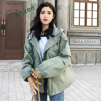 Xnxee New Loose Trench Coat Spring Autumn Women's Hooded Black Green Windbreaker Outerwear Female Casual Trench Coat
Xnxee New Loose Trench Coat Spring Autumn Women's Hooded Black Green Windbreaker Outerwear Female Casual Trench Coat