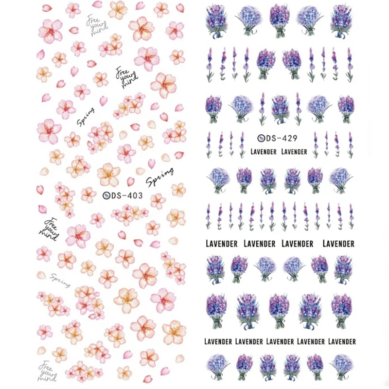 Nail Water Decal Spring Sakura Daisy Flower Colorful Lavender Floral Pattern Nail Art Transfer Sticker Decoration Accessories
Nail Water Decal Spring Sakura Daisy Flower Colorful Lavender Floral Pattern Nail Art Transfer Sticker Decoration Accessories