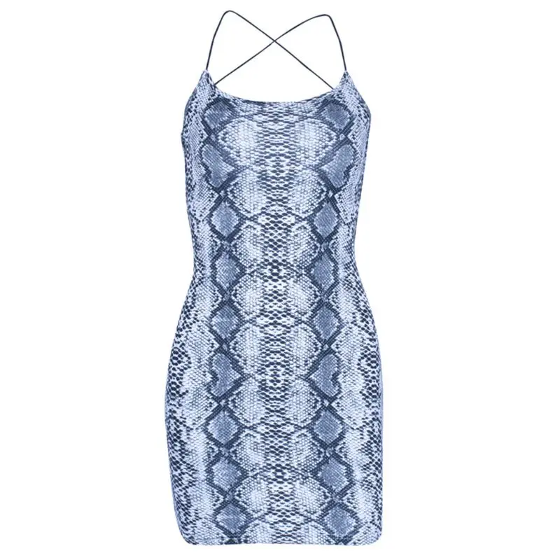 Womens Sleeveless Halter Mini Package Hip Bodycon Dress Bohemian Snakeskin 3D Digital Printing Criss Cross Bandage Backless Part
Womens Sleeveless Halter Mini Package Hip Bodycon Dress Bohemian Snakeskin 3D Digital Printing Criss Cross Bandage Backless Part