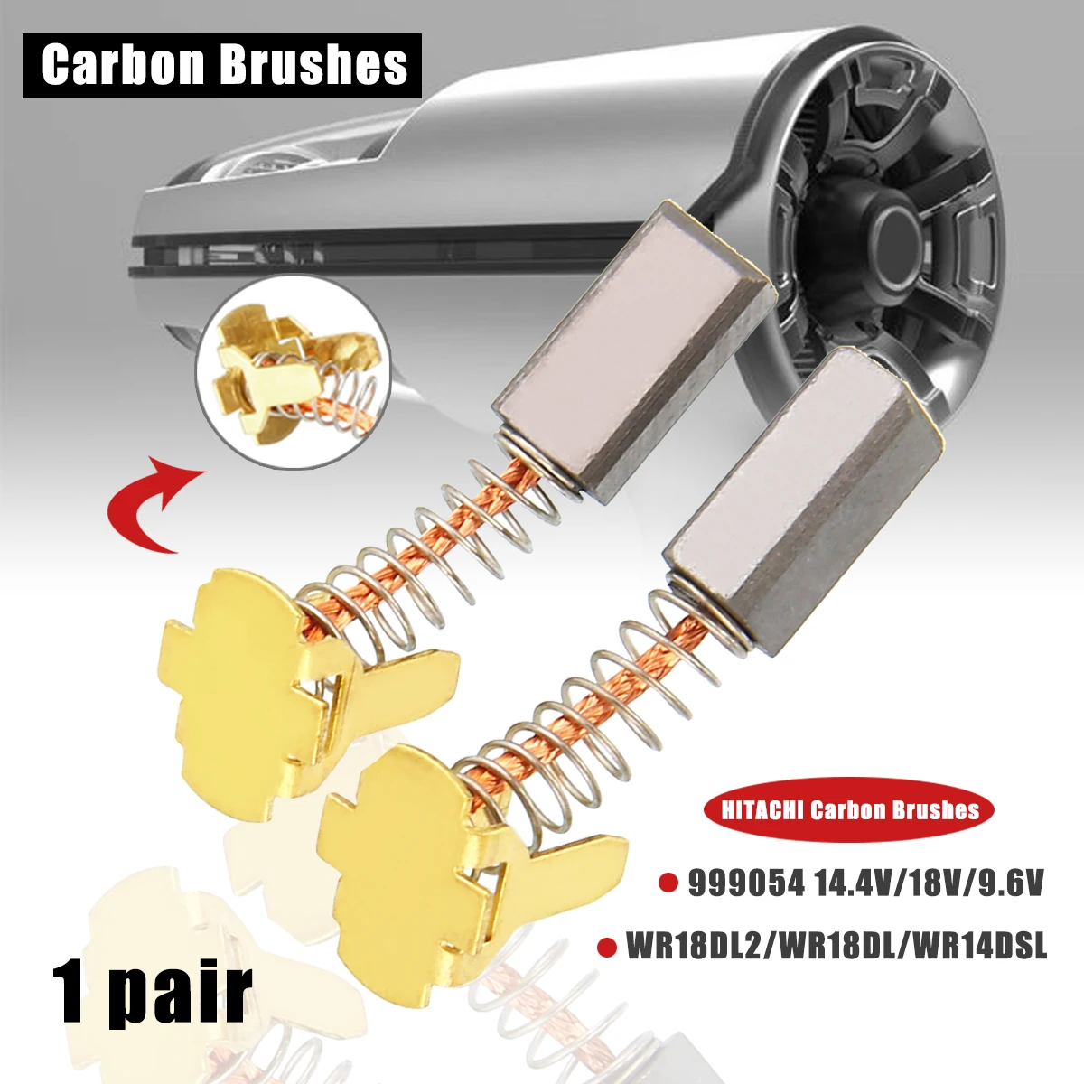 New 1 pair Carbon Brushes For HITACHI 999054 14.4V/18V/9.6V WR18DL2/WR18DL/WR14DSL For Hitachi Power Tool 4.90*5.85*11.80mm