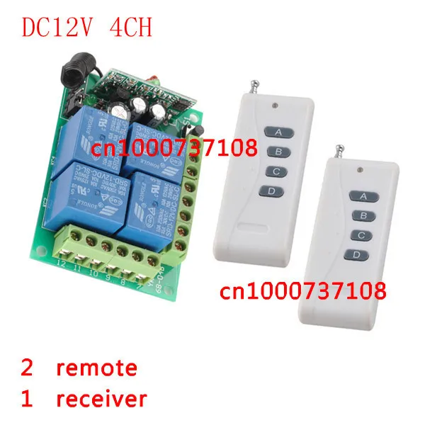 DC12V Momentary Toggle Latched RF Remote Control Switch System 4 Relay CH Wireless Receiver&Transmitter ON OFF switch
DC12V Momentary Toggle Latched RF Remote Control Switch System 4 Relay CH Wireless Receiver&Transmitter ON OFF switch