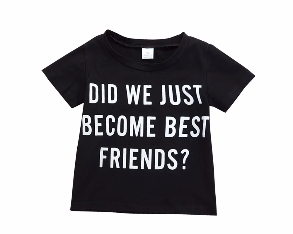 Kids Baby Clothing Friend Letter Print Slogan T-shirt Solid Black Tee Children Cotton Clothes 1-6y
Kids Baby Clothing Friend Letter Print Slogan T-shirt Solid Black Tee Children Cotton Clothes 1-6y