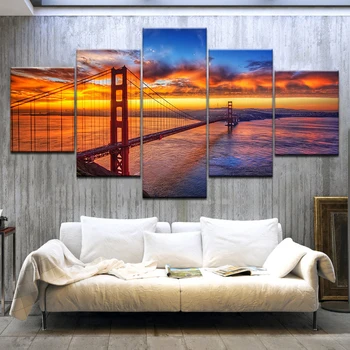 5pcs HD Printing Canvas Painting San Francisco Golden Gate Bridge Sunset Art Group Home Decor Wall Poster Modular Picture
5pcs HD Printing Canvas Painting San Francisco Golden Gate Bridge Sunset Art Group Home Decor Wall Poster Modular Picture