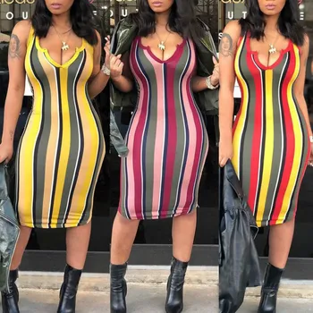 Summer Women Sexy Bandage Bodycon Striped Dress Casual Sleeveless Party Club Mini Spaghetti Strap Dress for Female
Summer Women Sexy Bandage Bodycon Striped Dress Casual Sleeveless Party Club Mini Spaghetti Strap Dress for Female