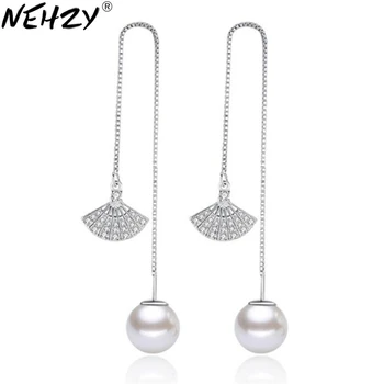 NEHZY Women's fashion silver jewelry brand retro fashion long section of the fan-shaped pearl earrings drop earrings 104MM
NEHZY Women's fashion silver jewelry brand retro fashion long section of the fan-shaped pearl earrings drop earrings 104MM