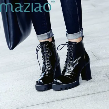 Women Lace Up Autumn Winter Ankle Boots for Women Platform High Heels Boots 2019 High Quality Genuine Leather party Boots MAZIAO
Women Lace Up Autumn Winter Ankle Boots for Women Platform High Heels Boots 2019 High Quality Genuine Leather party Boots MAZIAO