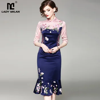New Arrival 2019 Women's Stand Collar Long Sleeves Embroidery Patchwork Ruffles High Street Fashion Vintage Dresses
New Arrival 2019 Women's Stand Collar Long Sleeves Embroidery Patchwork Ruffles High Street Fashion Vintage Dresses