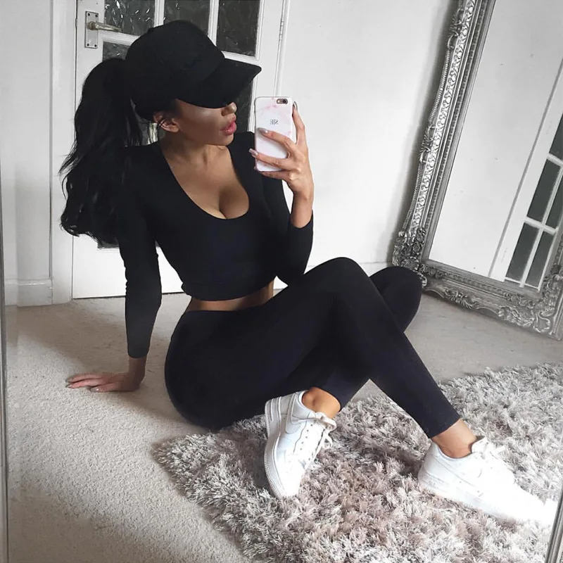 WackDaria 2018 New Arrived Hot Selling Woman Yoga Gym Running Suits Solid U-Neck Long Pant Long Sleeve Sprotswear For Woman
WackDaria 2018 New Arrived Hot Selling Woman Yoga Gym Running Suits Solid U-Neck Long Pant Long Sleeve Sprotswear For Woman