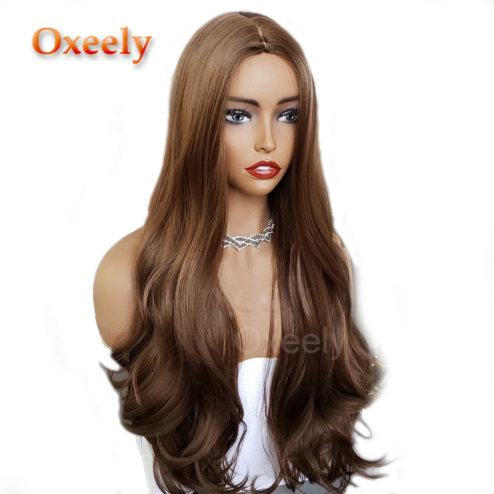 Oxeely Synthetic Silk Top Wigs Brown Color Long Hair Wavy Hair Wigs Middle Part Heat Resistant Fiber Hair
Oxeely Synthetic Silk Top Wigs Brown Color Long Hair Wavy Hair Wigs Middle Part Heat Resistant Fiber Hair