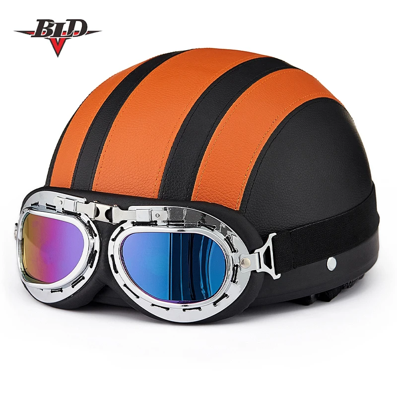 Новый Винтажный мотоциклетный шлем с открытым лицом ретро шлемы очками|helmet
