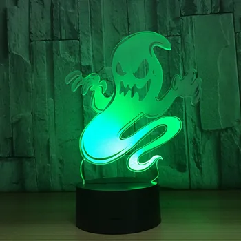 Ghost 3D LED Night Light Changing Lamp Halloween Skull Light Acrylic 3D Hologram Illusion Desk Lamp For Kids Gift Dropship