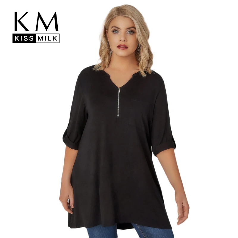 Kissmilk Plus Size 2018 New Fashion Women Half Sleeve V-Neck T-shirt Female Blcack Casual Loose Tops 3XL 4XL 5XL 6XL 7XL
Kissmilk Plus Size 2018 New Fashion Women Half Sleeve V-Neck T-shirt Female Blcack Casual Loose Tops 3XL 4XL 5XL 6XL 7XL
