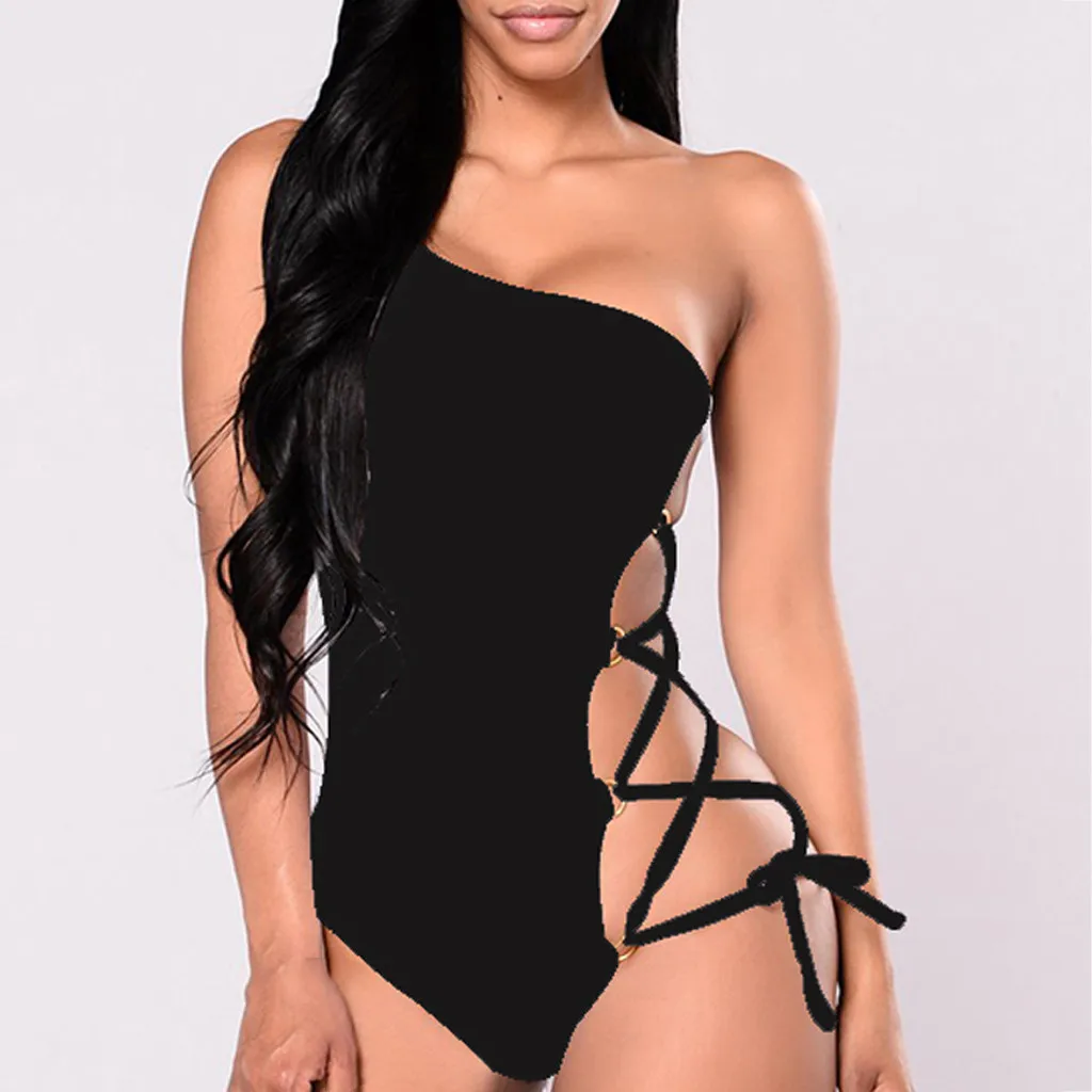 Women's Bikinis Hollow Off-Shoulder Hoop Decorated Solid Color One-piece Swimsuit Bathing Suit Swimming Beach Wear Female
Women's Bikinis Hollow Off-Shoulder Hoop Decorated Solid Color One-piece Swimsuit Bathing Suit Swimming Beach Wear Female