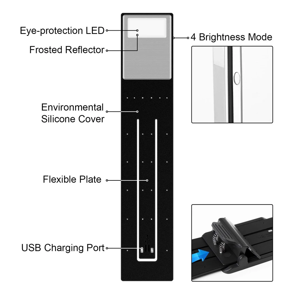 Xsky USB портативный светодиодный светильник для чтения книг со съемным гибким