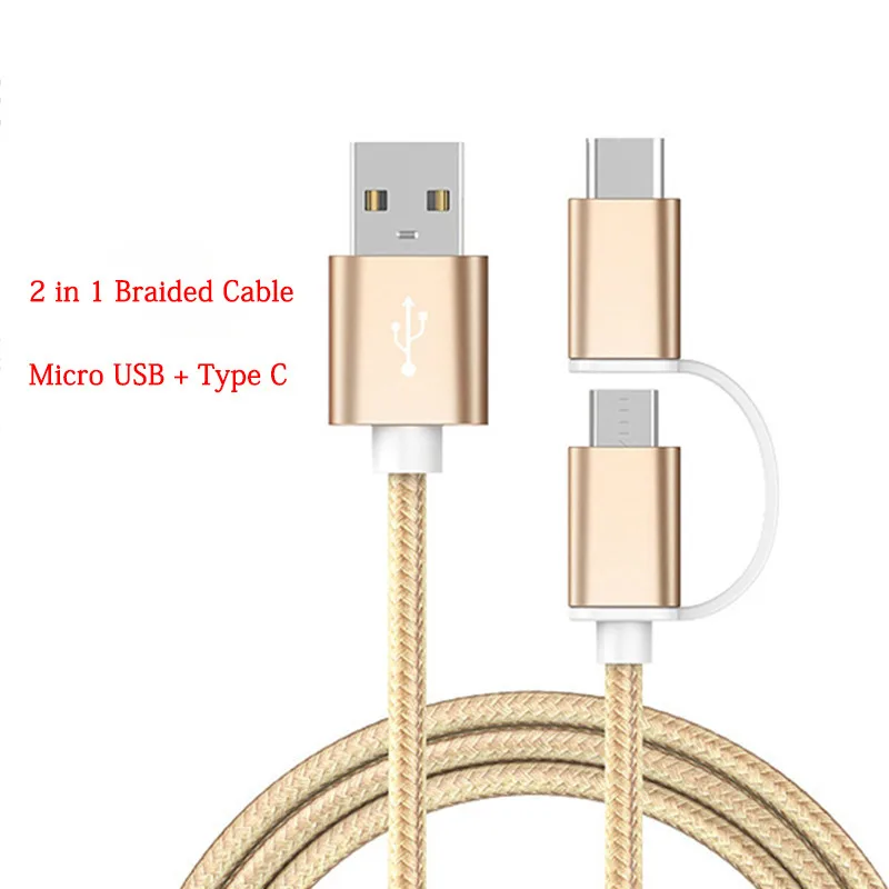 1m Fast Charging 2-in-1 braided wire USB Type C Micro Cable for Samsung Xiaomi Android Phone Data Sync Charger Cable smartphone
1m Fast Charging 2-in-1 braided wire USB Type C Micro Cable for Samsung Xiaomi Android Phone Data Sync Charger Cable smartphone