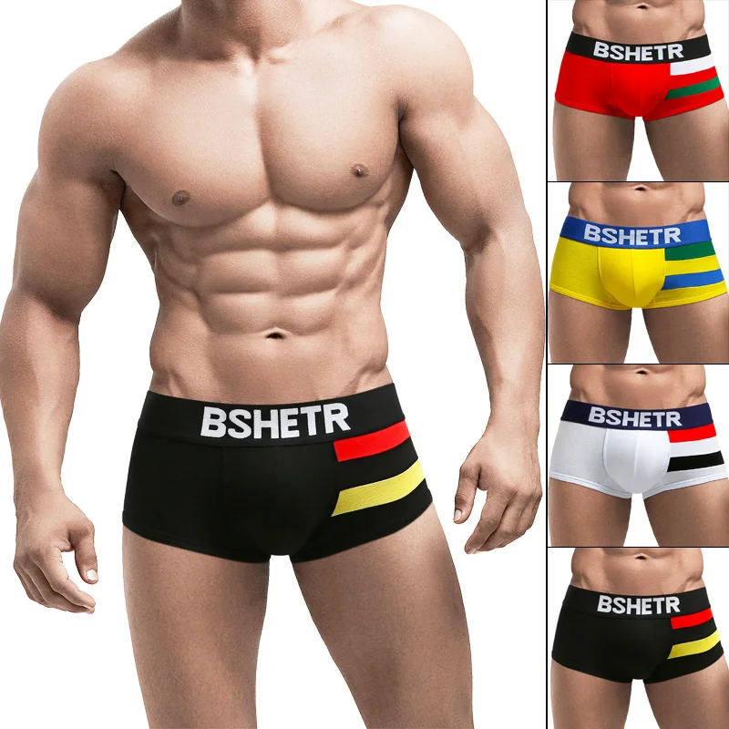 

BSHETR Brand 4 Pcs/lot Mens Boxers Set Men Underwear Homme Cueca Trunks Gay Boxer Shorts Cotton Sexy Soft Male Boxers Underpants