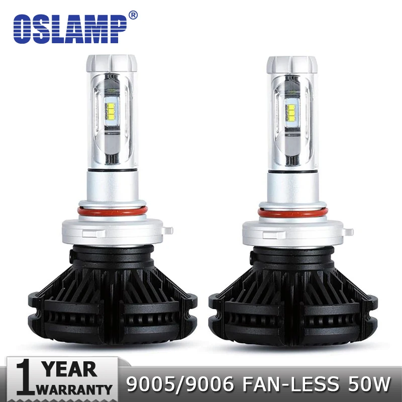 Oslamp Fan-less 50W 9005/HB3 LED Car Headlight Bulbs 6000lm 9006/HB4 Auto LED Headlamp Car Bulbs 12V 3000K/6500K/8000K X3 Series
Oslamp Fan-less 50W 9005/HB3 LED Car Headlight Bulbs 6000lm 9006/HB4 Auto LED Headlamp Car Bulbs 12V 3000K/6500K/8000K X3 Series