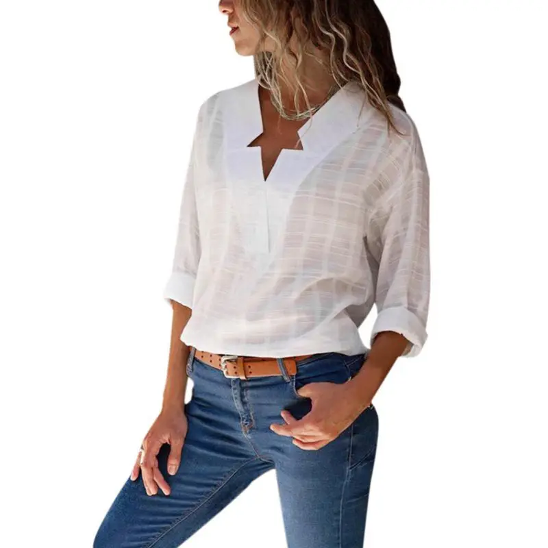 2019 Ladies V-Collar Irregular Plaid Loose Shirts Women Autumn Casual Long Sleeve Blouse Fashion Solid Color Blouses S-XL
2019 Ladies V-Collar Irregular Plaid Loose Shirts Women Autumn Casual Long Sleeve Blouse Fashion Solid Color Blouses S-XL