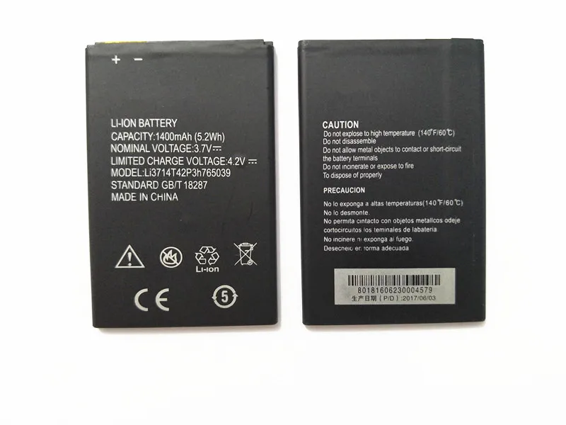 AZK New 3.7V 1400mAh LI3714T42P3H765039 battery for ZTE Blade A3 T220 AF3 T221 A5 AF5 phone Battery
AZK New 3.7V 1400mAh LI3714T42P3H765039 battery for ZTE Blade A3 T220 AF3 T221 A5 AF5 phone Battery