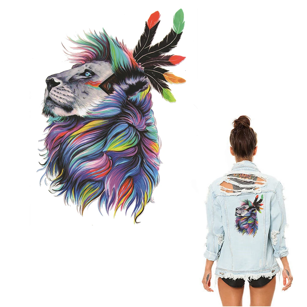 

Watercolor Lion Animal Ironing Stickers Patch Clothing Household Iron-on Heat Transfer DIY Decoration Appliqued Parches for Coat