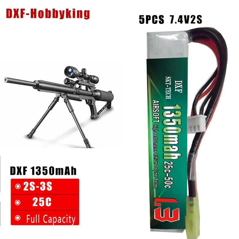 2017 DXF New Arrived 5PCS Airsoft Gun Battery 7.4V 1350mAh 25C MAX 50C 3S for RC Airsoft Gun Remote Control Model Free shipping
2017 DXF New Arrived 5PCS Airsoft Gun Battery 7.4V 1350mAh 25C MAX 50C 3S for RC Airsoft Gun Remote Control Model Free shipping
