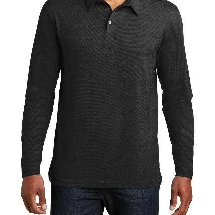 Port Authority K577LS Mens Long Sleeve Meridian Cotton Blend Polo T-Shirt Black - Medium (1)