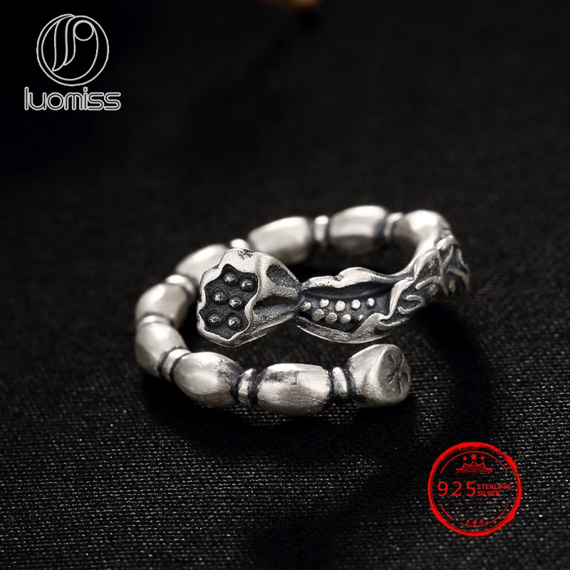 Real 990 Fine Silver Open Finger Ring Engraved Lifelike Lotus Root Rings for Women Vintage Black Silver Bijoux
Real 990 Fine Silver Open Finger Ring Engraved Lifelike Lotus Root Rings for Women Vintage Black Silver Bijoux
