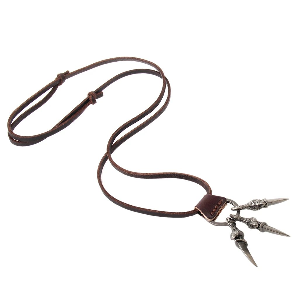 PU Leather Punk Gothic Eagle Claw Pendant Necklace for Women Mens Jewelry Halloween Cosplay