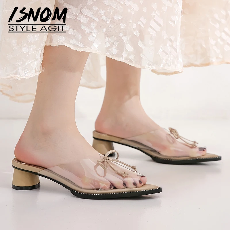 ISNOM Studded Slippers Women Low Heels Summer Designer Slides Shoes Transparent Pvc Rivet Mules Shoes Female Pointed Toe Shoes
ISNOM Studded Slippers Women Low Heels Summer Designer Slides Shoes Transparent Pvc Rivet Mules Shoes Female Pointed Toe Shoes