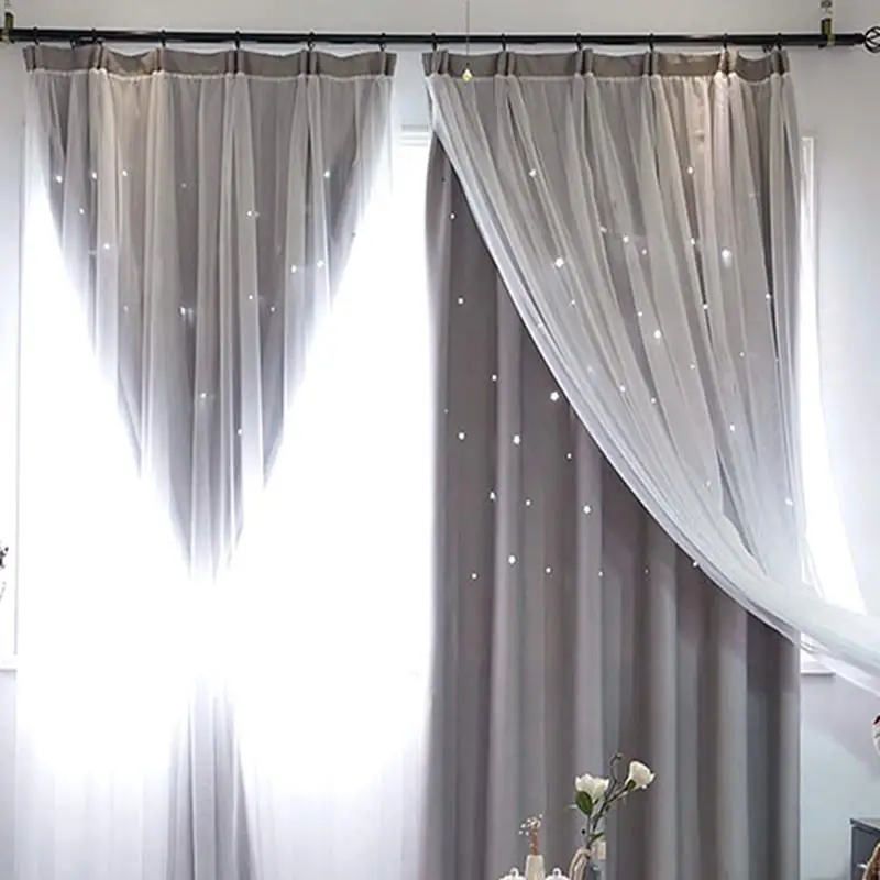 Hollow Out Stars Elegant Window Curtains Hookless Double Fabric and Gauze Blinds Curtains Drapes for Study Living Room
Hollow Out Stars Elegant Window Curtains Hookless Double Fabric and Gauze Blinds Curtains Drapes for Study Living Room