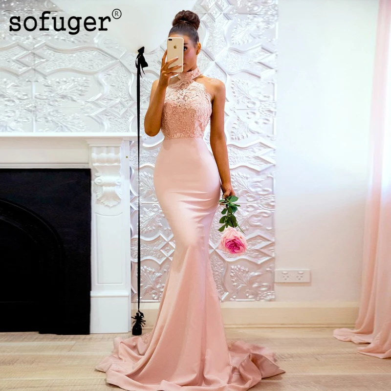 Pink 2019 Cheap Bridesmaid Dresses Mermaid Halter Beaded Lace Backless Long Wedding Party Dresses Formal Special Occasion Dress
Pink 2019 Cheap Bridesmaid Dresses Mermaid Halter Beaded Lace Backless Long Wedding Party Dresses Formal Special Occasion Dress