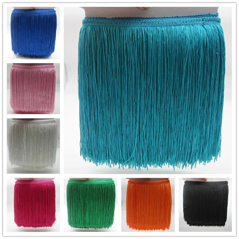 

YY-tesco 5 Meters 20cm Wide Lace Fringe Trim Tassel Fringe Trimming For DIY Latin Dress Stage Clothes Accessories Lace Ribbon