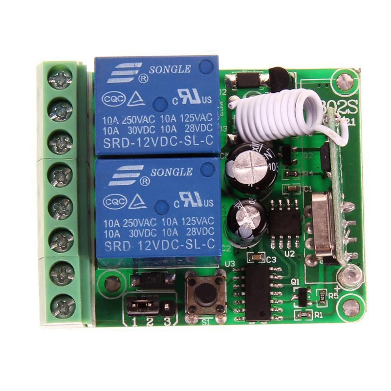 Mayitr 1pc DC 12V 2 Ch Learning Code Relay Receiver 433MHz High Quality Wireless Remote Control Transmitter for Remote Control