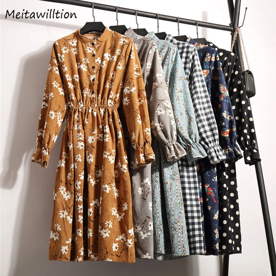 Hot Sale 2018 New Fashion Autumn Winter Women A Line Dress Ladies Long Sleeve Floral Printed Elastic Waist Corduroy Dresses
Hot Sale 2018 New Fashion Autumn Winter Women A Line Dress Ladies Long Sleeve Floral Printed Elastic Waist Corduroy Dresses