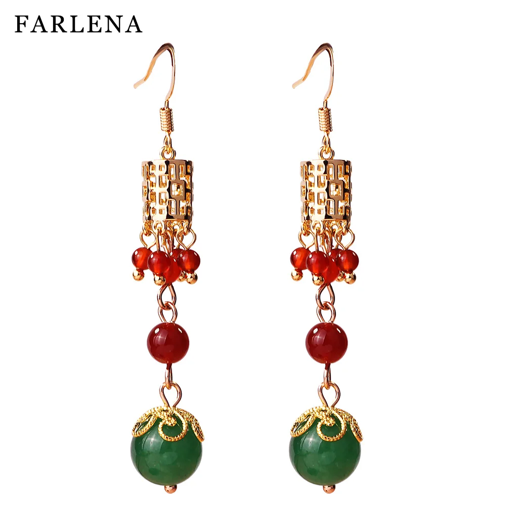 FARLENA JEWELRY Handmade Semi-precious Stone Drop Earrings for women Chinese Style Ethnic Natural Stone Beads Tassel Earrings
FARLENA JEWELRY Handmade Semi-precious Stone Drop Earrings for women Chinese Style Ethnic Natural Stone Beads Tassel Earrings