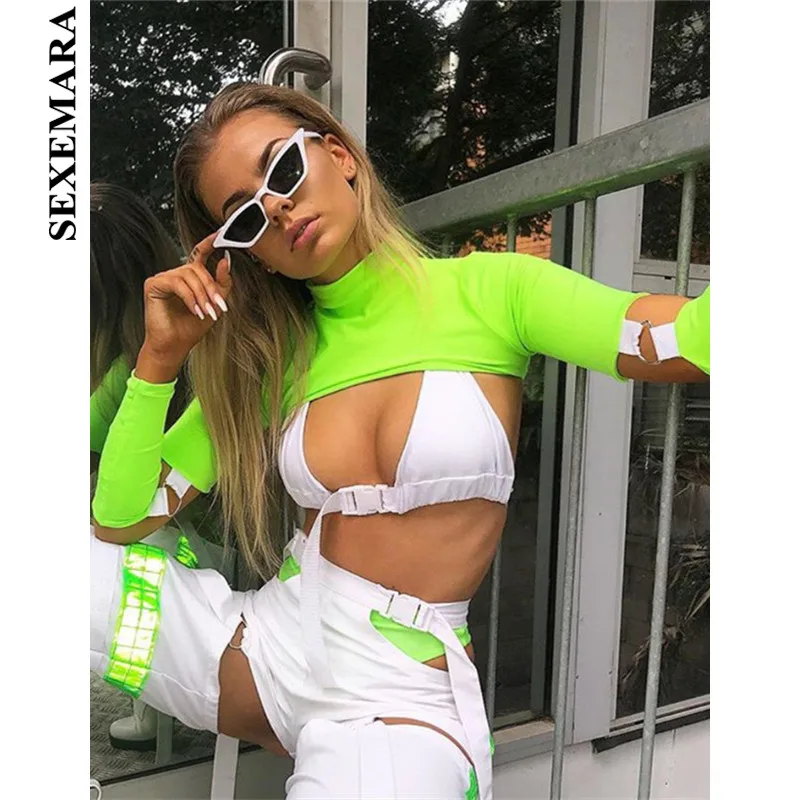 BOOFEENAA Neon Green Pink Long Sleeve Crop Top Women Tshirt Turtleneck Half Top Ladies Streetwear 2019 Trendy Shirts C83-I98
BOOFEENAA Neon Green Pink Long Sleeve Crop Top Women Tshirt Turtleneck Half Top Ladies Streetwear 2019 Trendy Shirts C83-I98