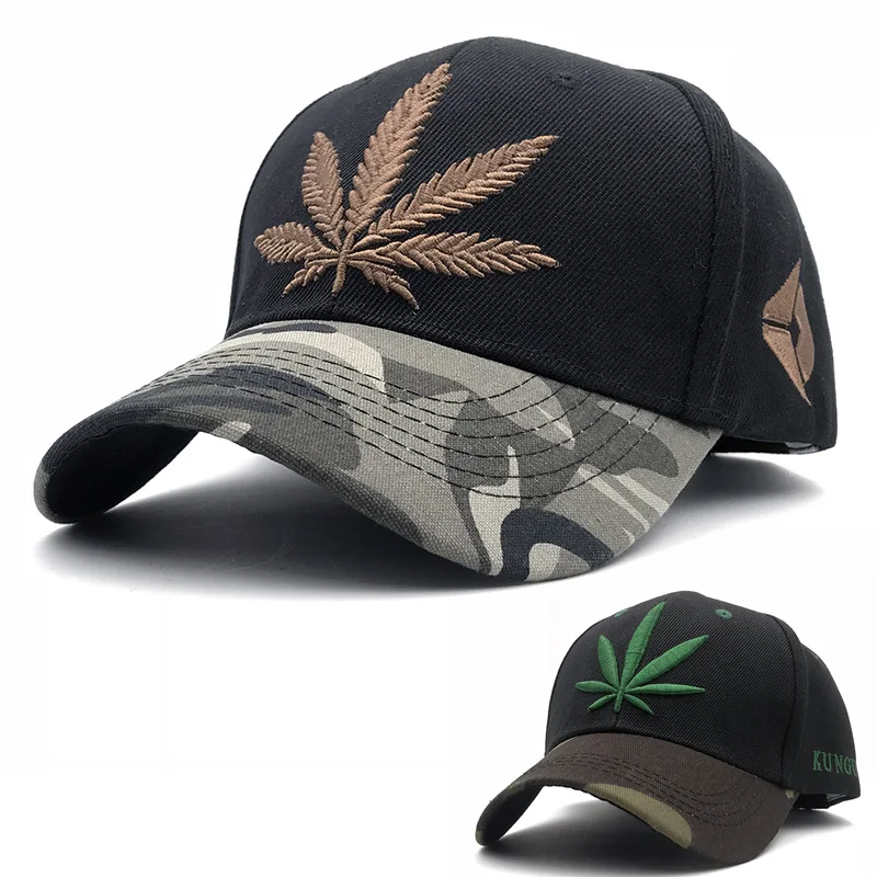 

Camouflage Men's Baseball Caps Fashion Maple Leaf Three-dimensional Embroidery Cap Snapback Hat Women Hip Hop Outdoor Sport Hats