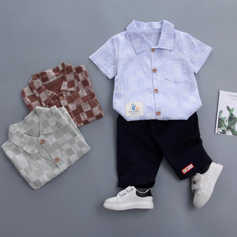 Summer Baby Boys 2-Pieces Clothing Sets Cotton Short-Sleeved Plaid Shirt + Shorts For 73-110cm
Summer Baby Boys 2-Pieces Clothing Sets Cotton Short-Sleeved Plaid Shirt + Shorts For 73-110cm