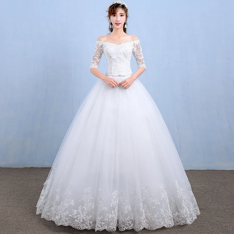 New Arrival Wedding Dress Flowers Butterfly Embroidery Lace Up dresses Boat Neck Princess Dresses Plus Size | Свадьбы и торжества
