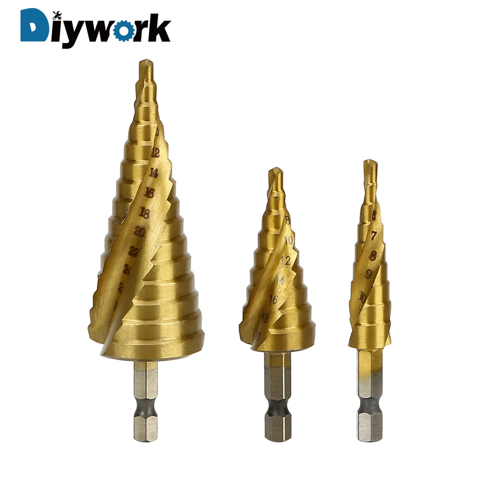 DIYWORK 3pcs/Set 4-12/4-20/4-32mm High Speed Steel Triangle Shank Hole Cutter Hex Shank Spiral for Metal Cone Drill Bit
DIYWORK 3pcs/Set 4-12/4-20/4-32mm High Speed Steel Triangle Shank Hole Cutter Hex Shank Spiral for Metal Cone Drill Bit
