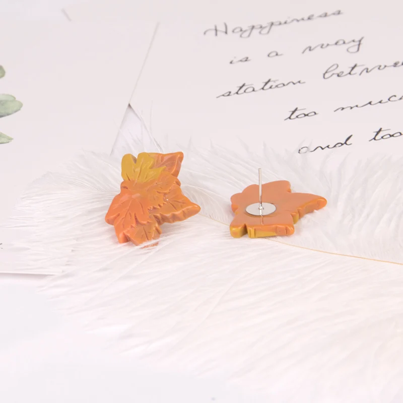 GuanLong Trendy Yellow Leaf Resin Fashion Earrings for Women Big Acrylic Drop Earring for Girls New Party Jewelry Brincos 2019 (3)